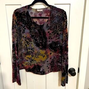 Velvet Burnout Paisley Long Sleeve Top Artsy Hippie size Medium